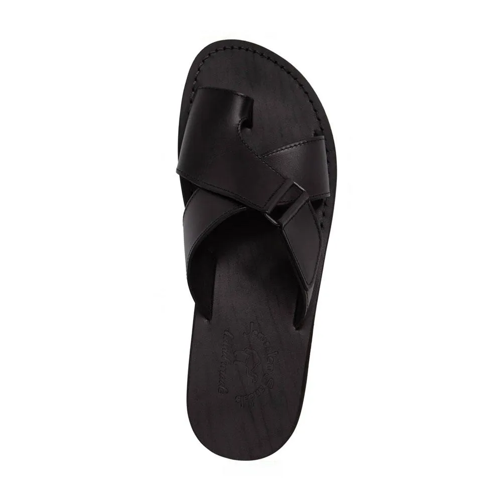 Asher - Leather Slide On Sandal | Black
