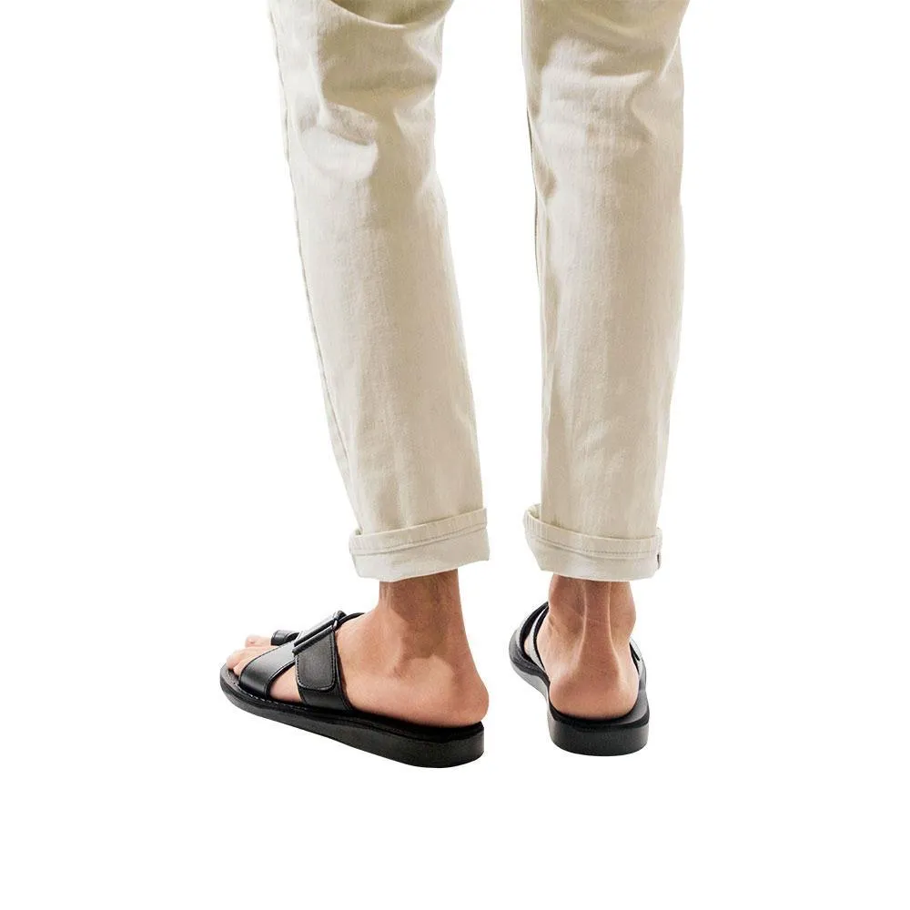Asher - Leather Slide On Sandal | Black