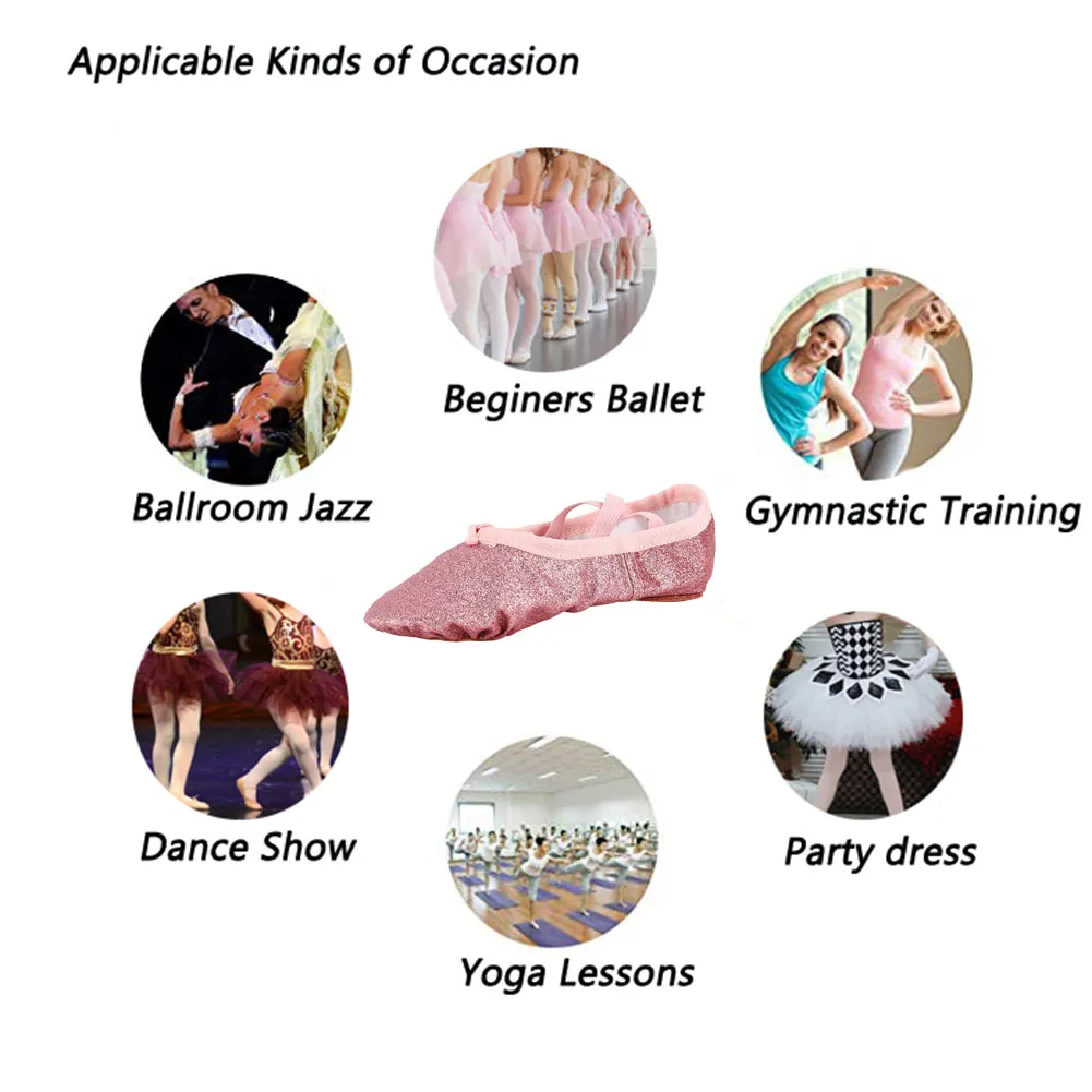Ballet Shoes Glitter Wedding Party Dance Flats for Girls (Toddler/Little Kid/Big Kid)