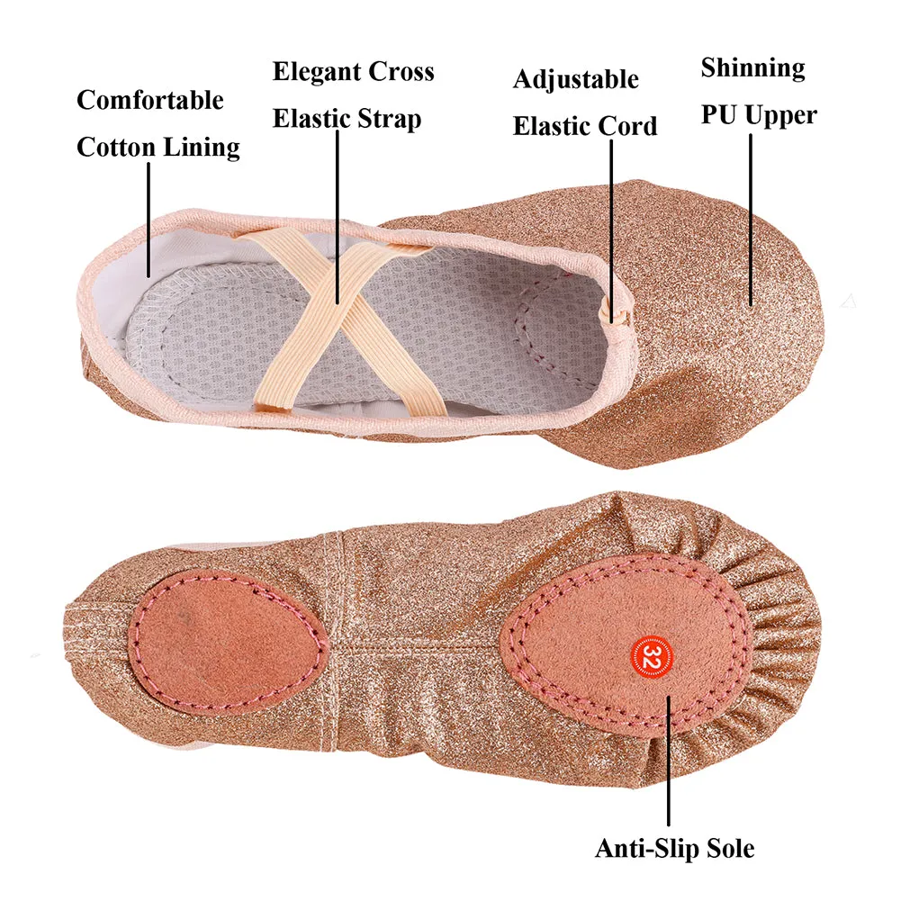 Ballet Shoes Glitter Wedding Party Dance Flats for Girls (Toddler/Little Kid/Big Kid)