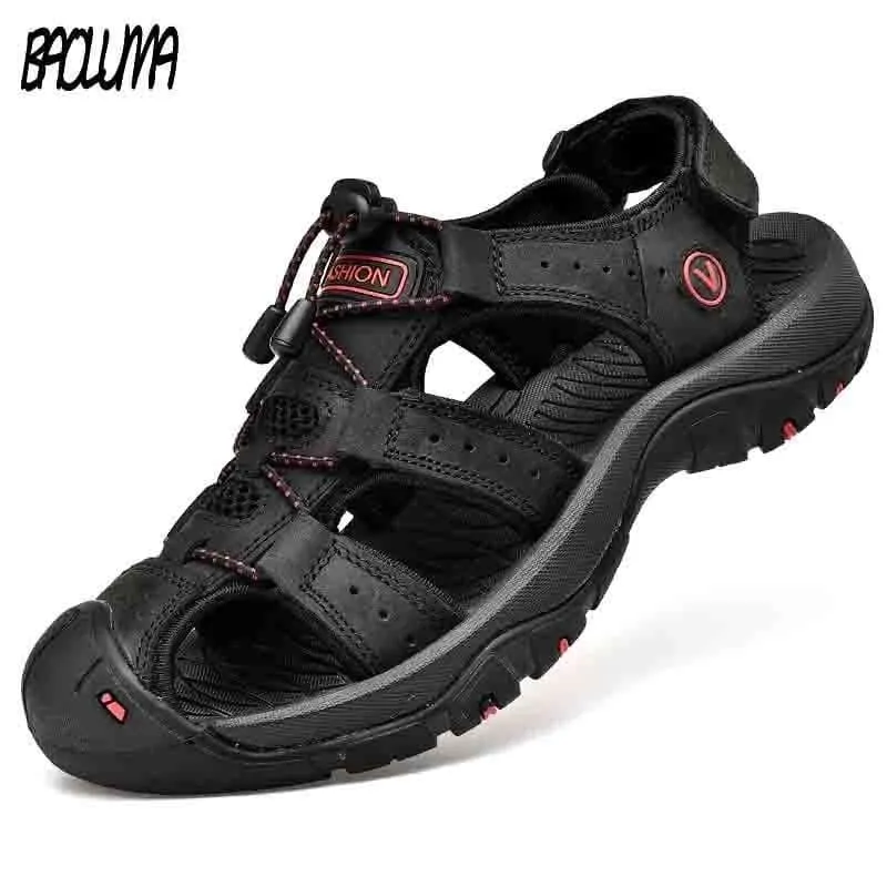 BAOLUMA Mens Black Sandals