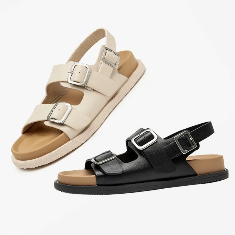 BeauToday Women's Leisure Leather Buckle Sandals with Arch Support for Summer