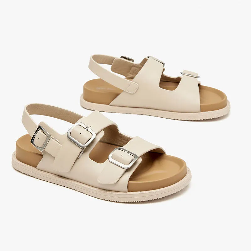 BeauToday Women's Leisure Leather Buckle Sandals with Arch Support for Summer