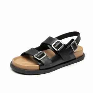 BeauToday Women's Leisure Leather Buckle Sandals with Arch Support for Summer