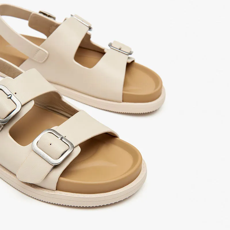 BeauToday Women's Leisure Leather Buckle Sandals with Arch Support for Summer
