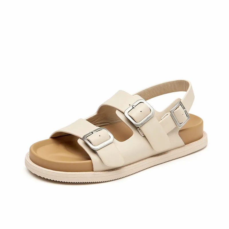 BeauToday Women's Leisure Leather Buckle Sandals with Arch Support for Summer