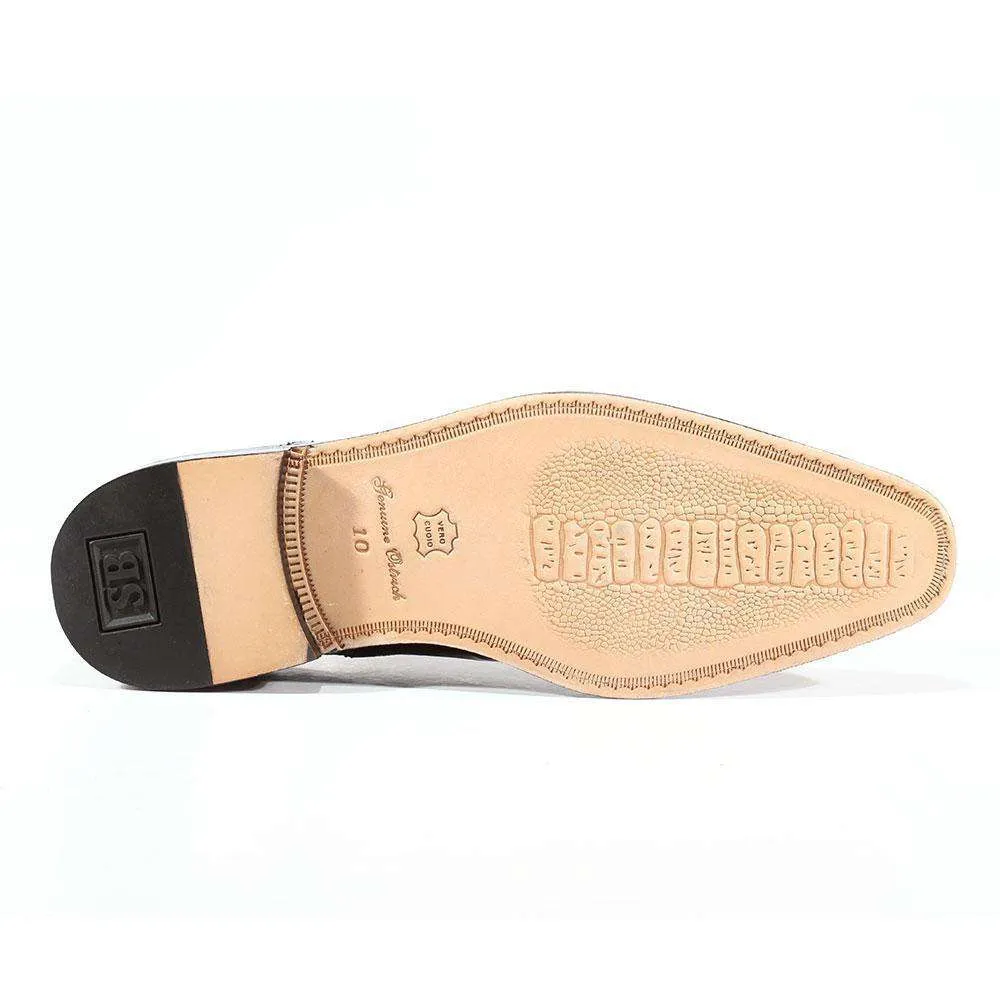 Belvedere Designer Shoes Men's Nino Eel Ostrich Black Oxfords (BV1000)