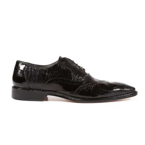 Belvedere Designer Shoes Men's Nino Eel Ostrich Black Oxfords (BV1000)