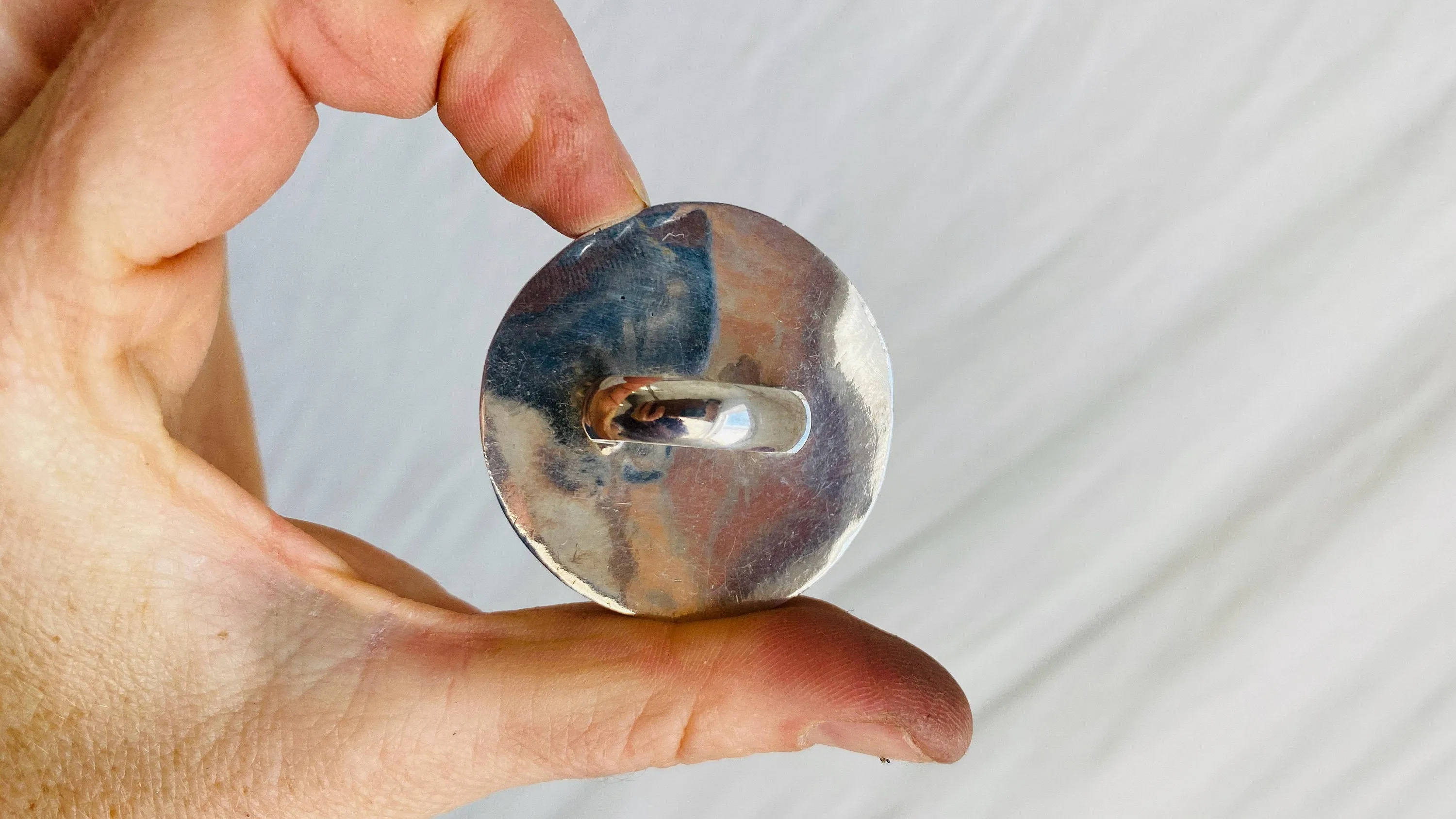 Black Banded Agate Oversized Ring. Size 4