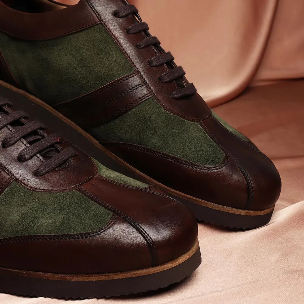Brown   Olive Green Suede Classic Lightweight Sneakers