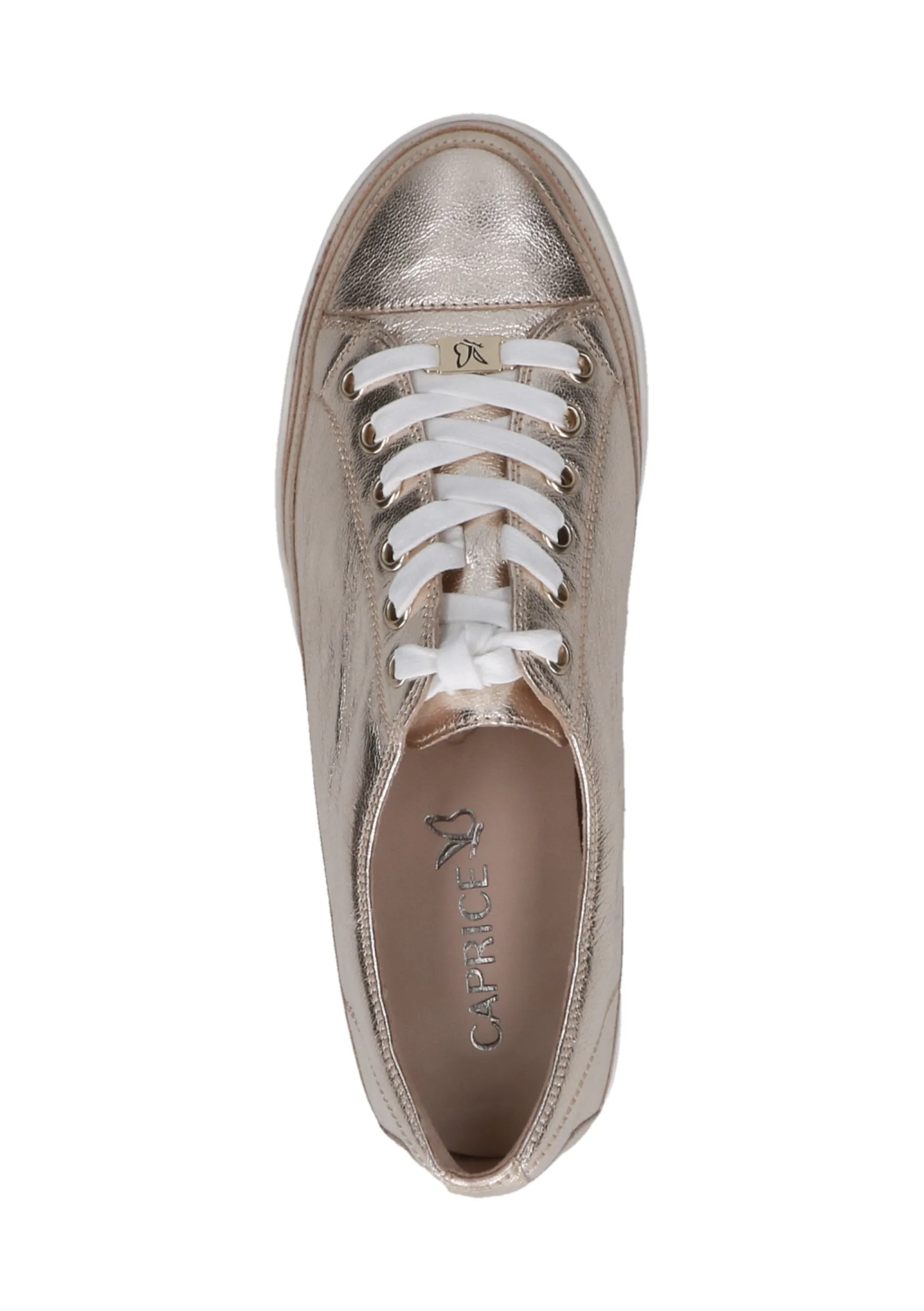 Caprice Ladies Metallic Leather Lace Up Sneaker