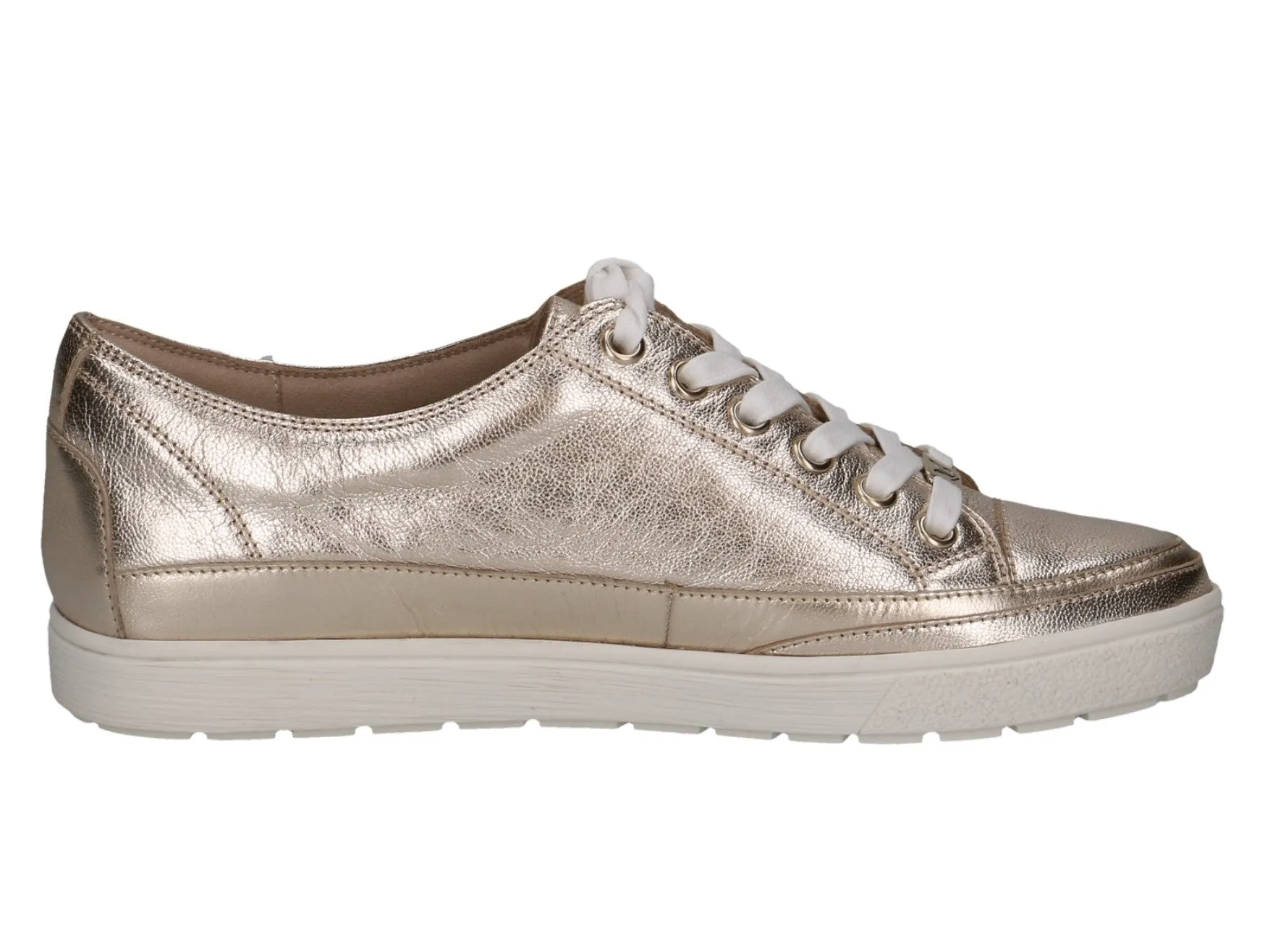 Caprice Ladies Metallic Leather Lace Up Sneaker