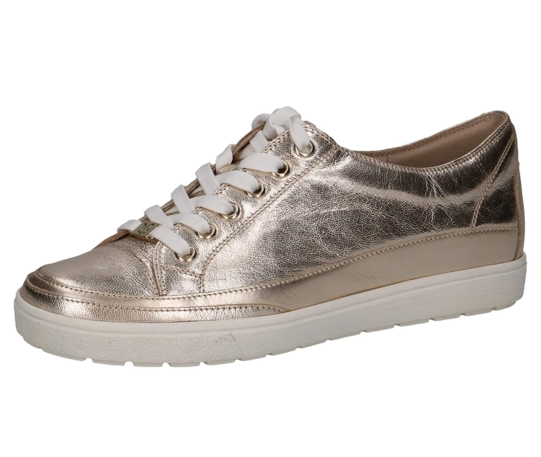 Caprice Ladies Metallic Leather Lace Up Sneaker