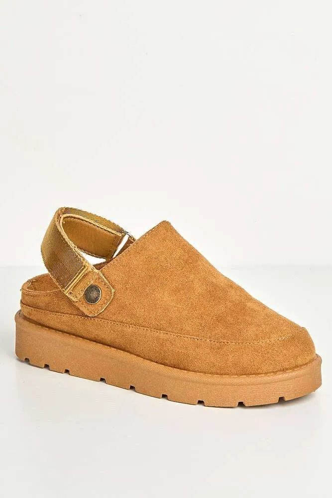 Carly Backless Extended Elastic Strap Slippers in Camel