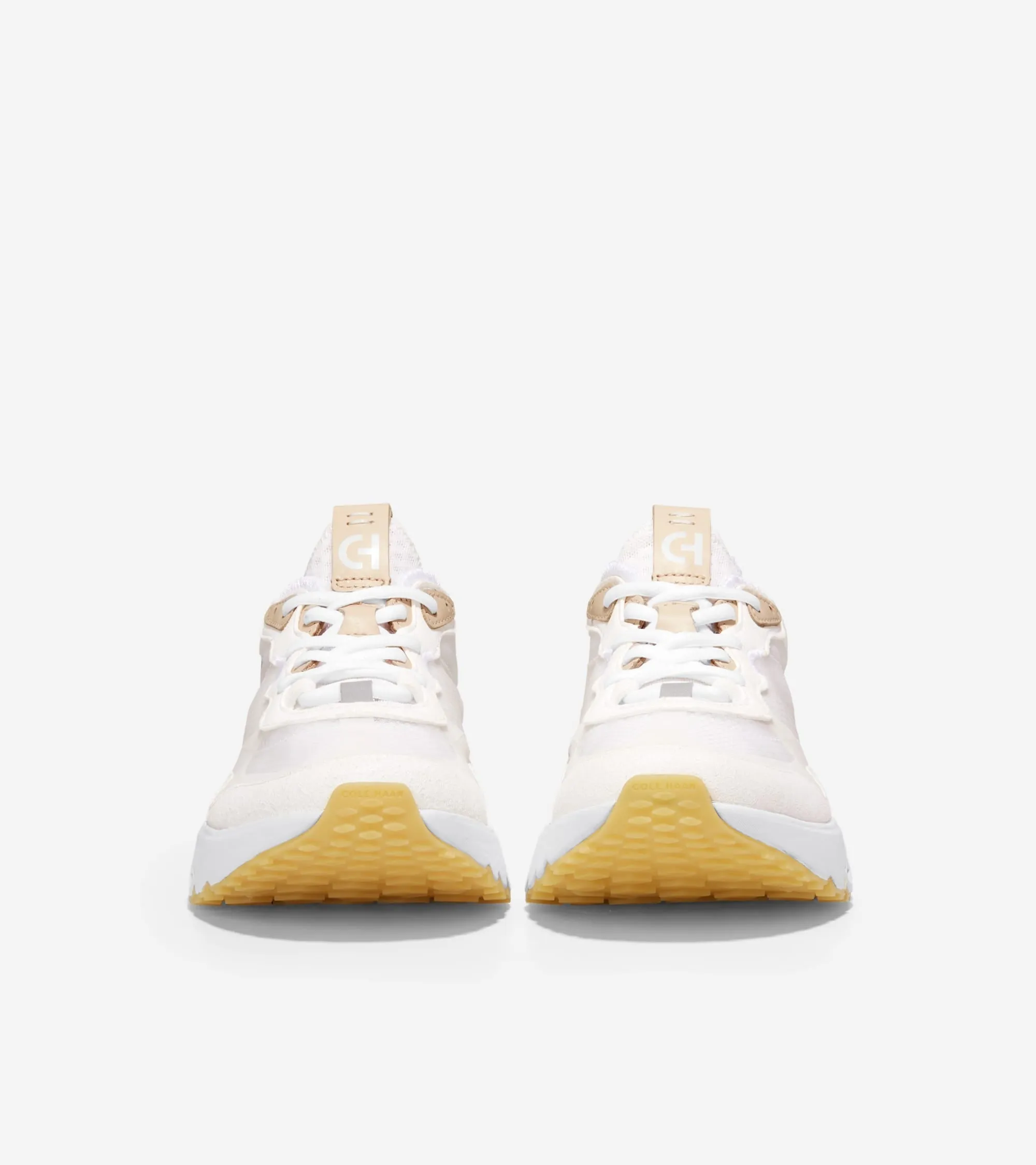 Cole Haan 5.ZeroGrand Embrostitch Runner White/White Sand Lace Up Sneakers