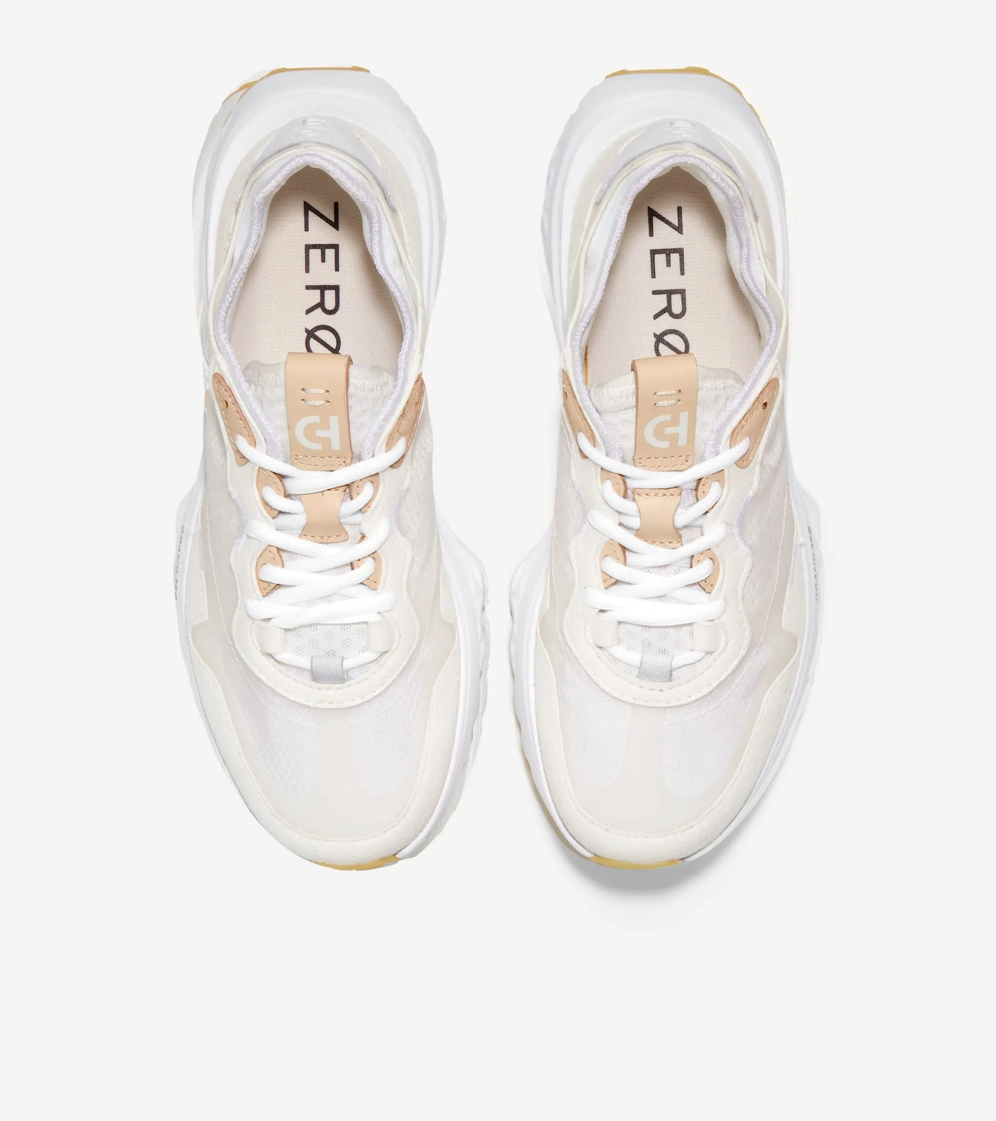 Cole Haan 5.ZeroGrand Embrostitch Runner White/White Sand Lace Up Sneakers