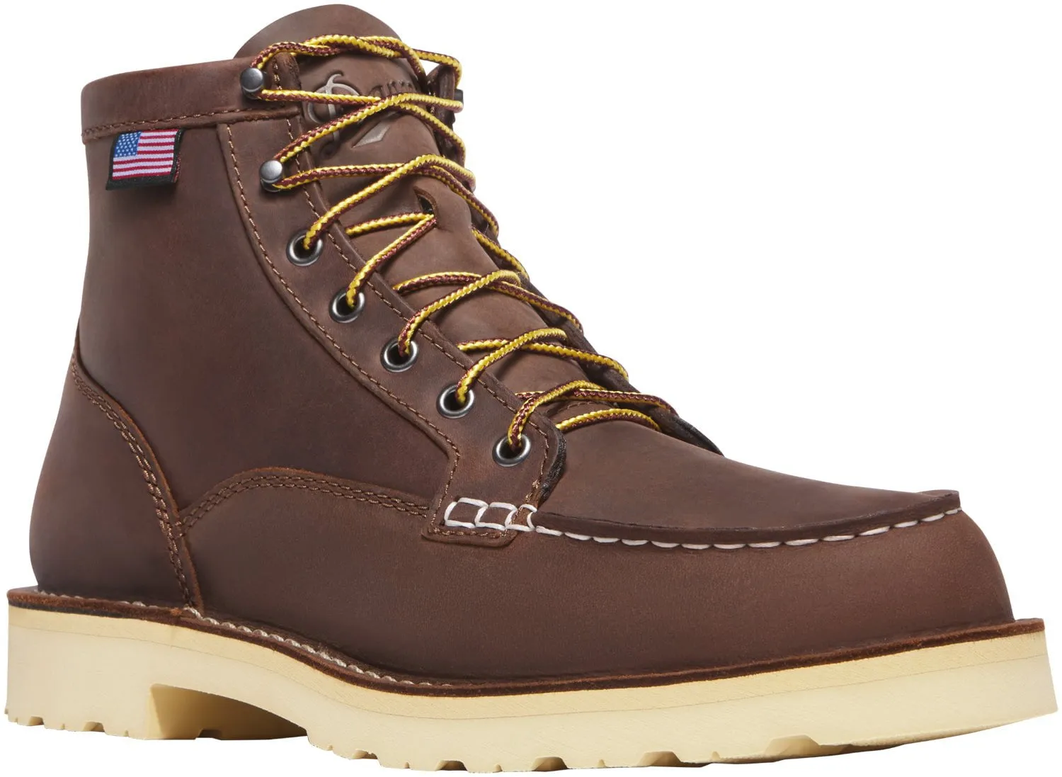 Danner Mens Bull Run Moc Toe Heel ST Brown Leather Work Boots