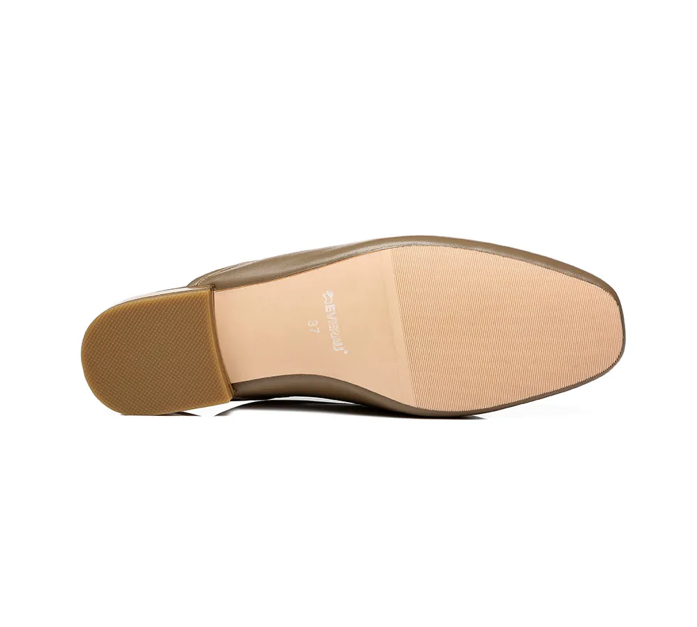 EVERAU Women Slide Sheepskin Leather Slip-on Flats Grier