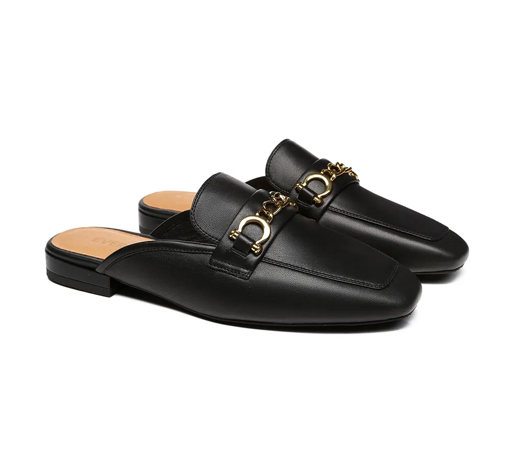 EVERAU Women Slide Sheepskin Leather Slip-on Flats Grier