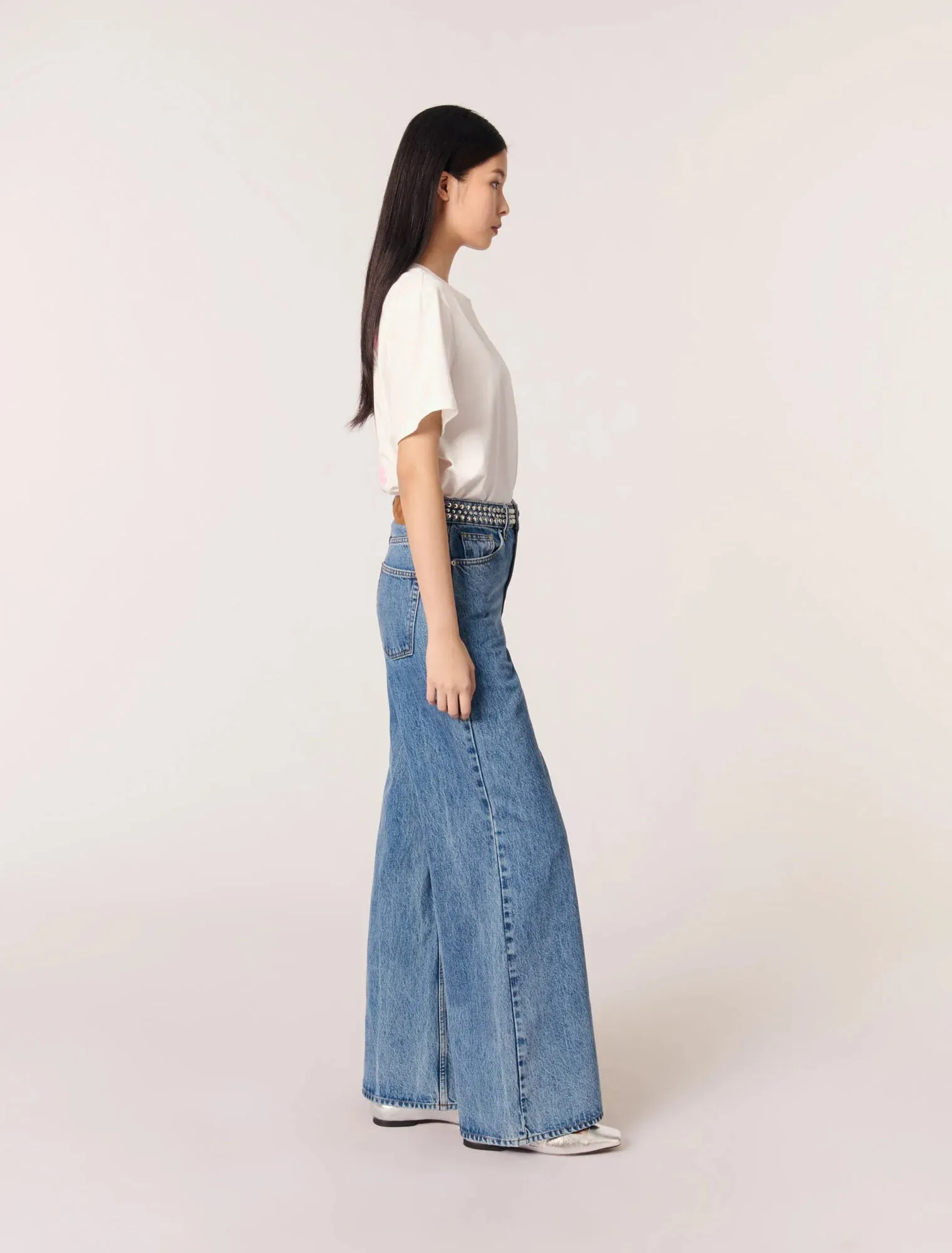 Flares jeans with studded waistband