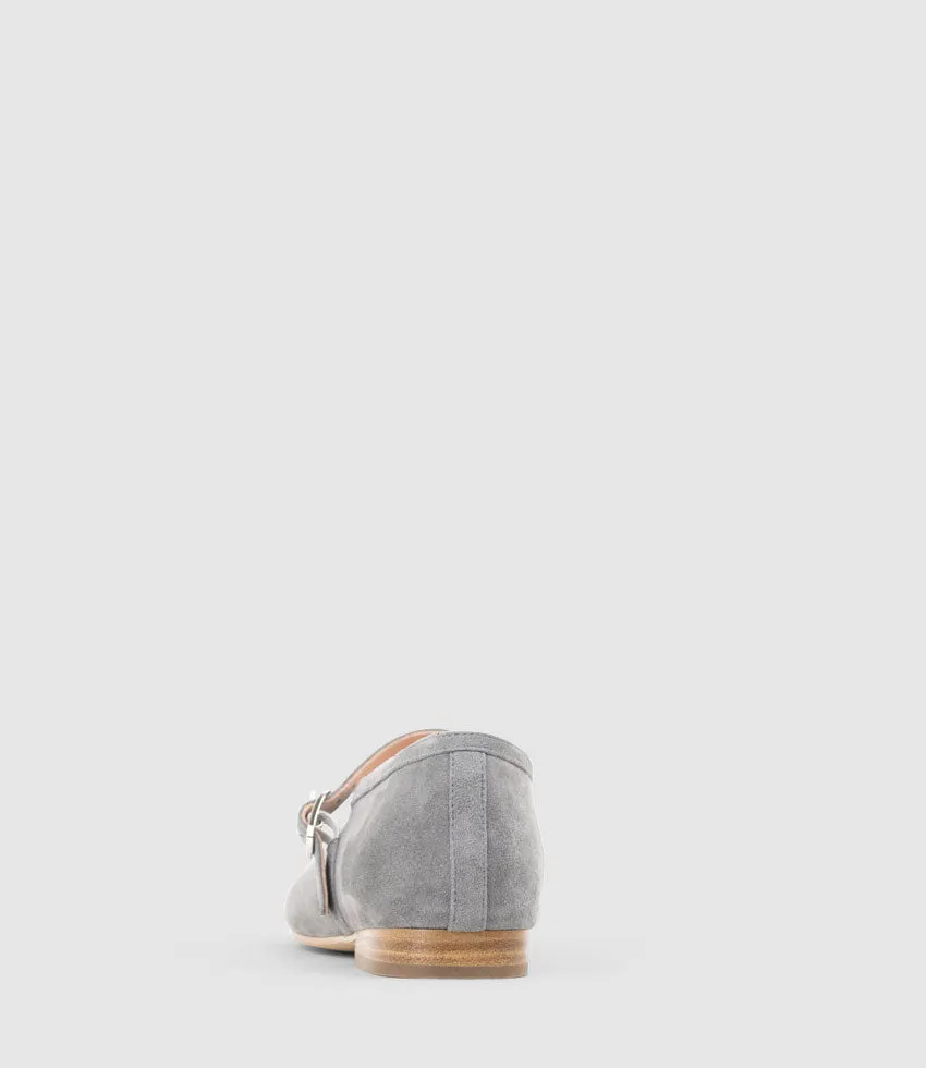 FLAVIA Choked Up Ballet with Strap in Grey Suede