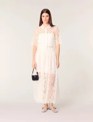 Floral guipure maxi skirt