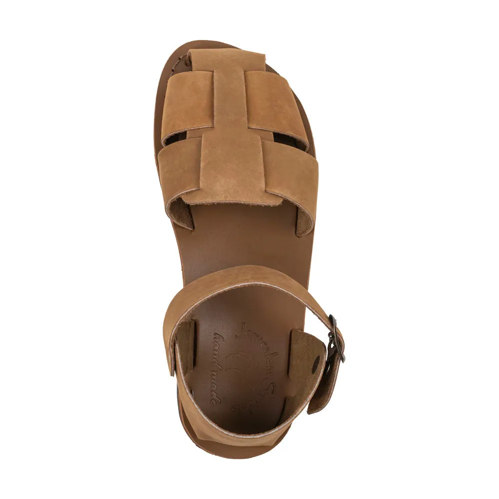 Gemma - Leather Adjustable Strap Sandal | Tan Nubuck