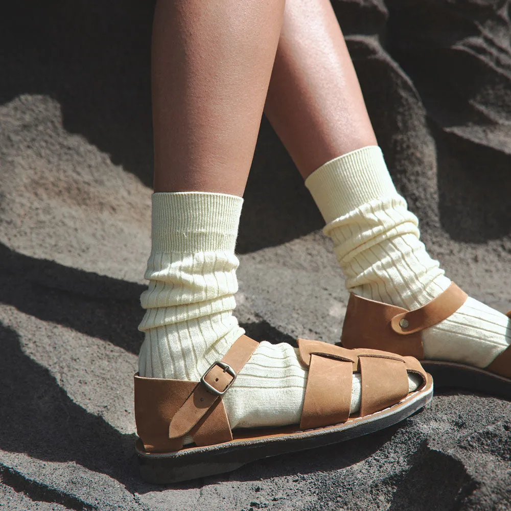 Gemma - Leather Adjustable Strap Sandal | Tan Nubuck