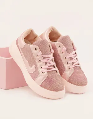 Gleaming Blush Low-Tops - Pastel Pink