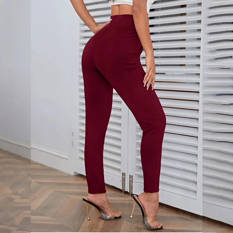 High Waist Button Detail Pants