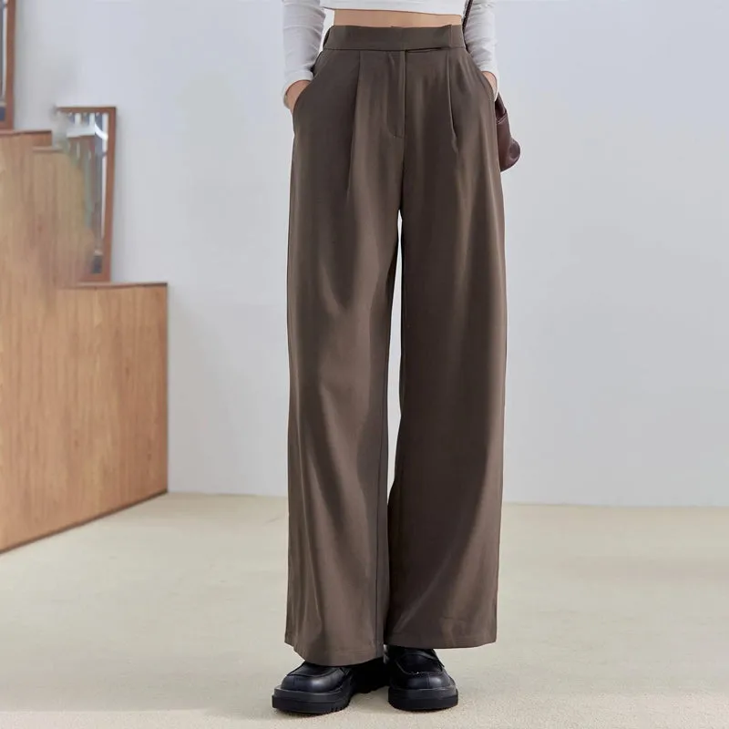 High Waist Plicated Detail Wide Leg Pants