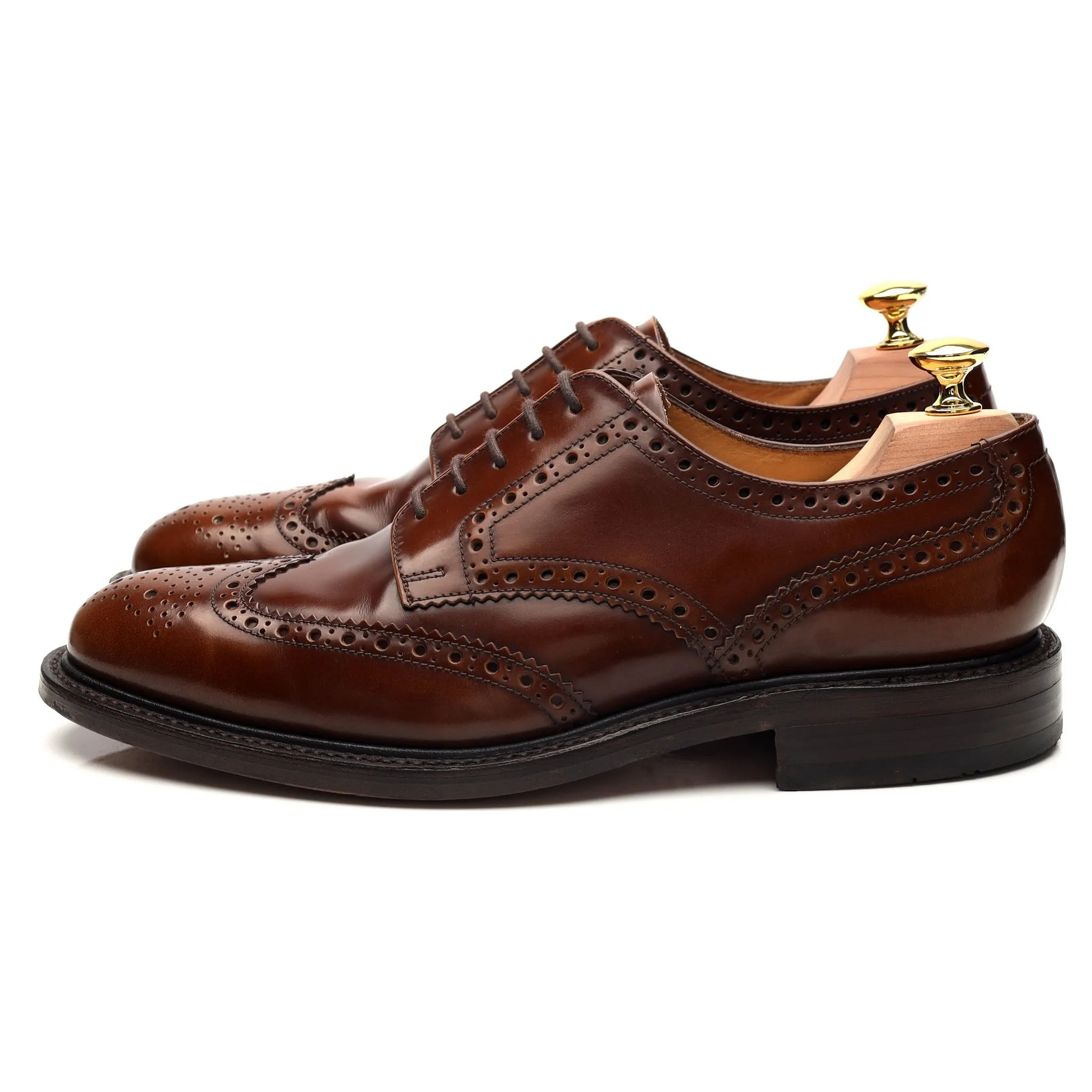 'Hoxton' Tan Brown Leather Derby Brogues UK 7.5 F