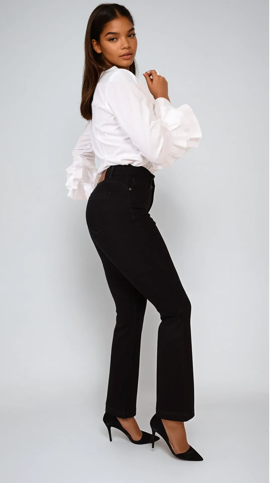 ISABEL In Black Straight Leg Jeans