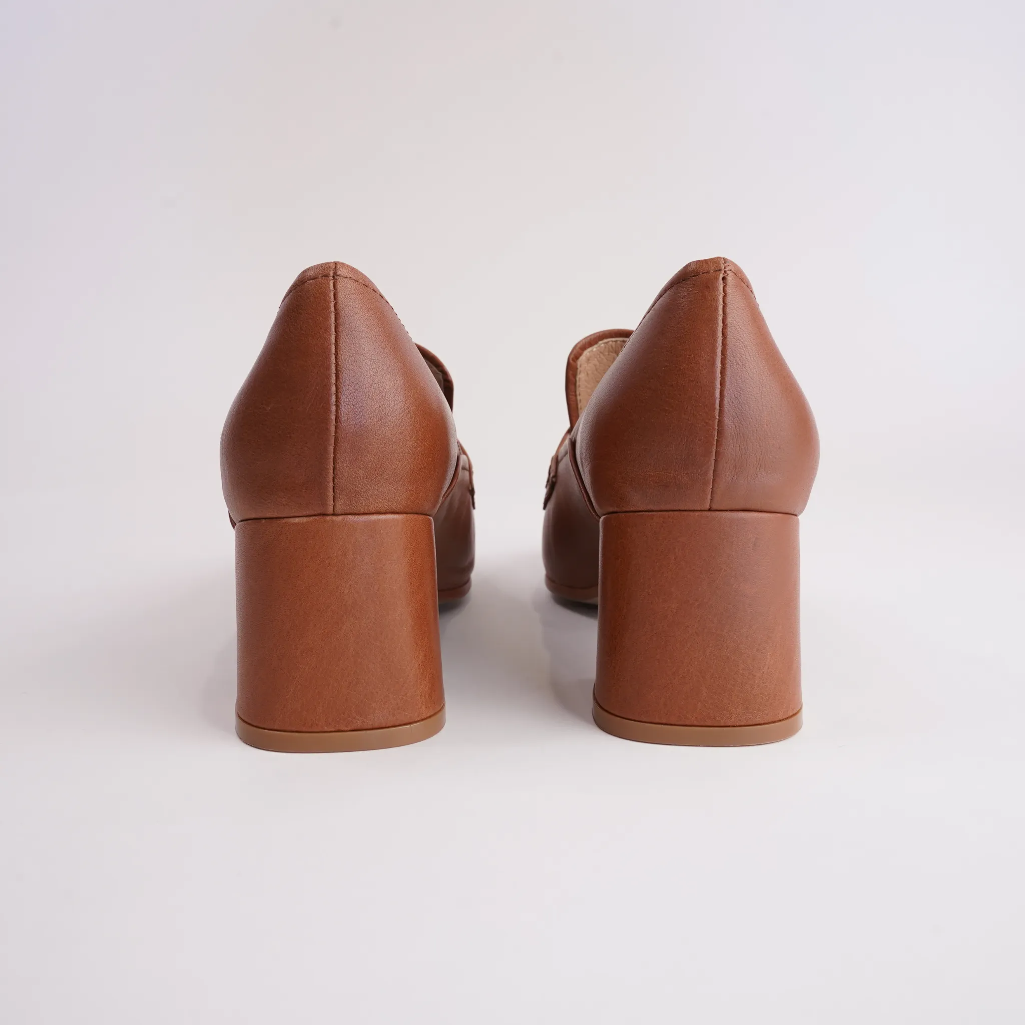 Kendill Dark Rum Leather Heeled Loafers
