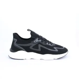 LECLERC MENS LACEUP TRAINERS-BLACK
