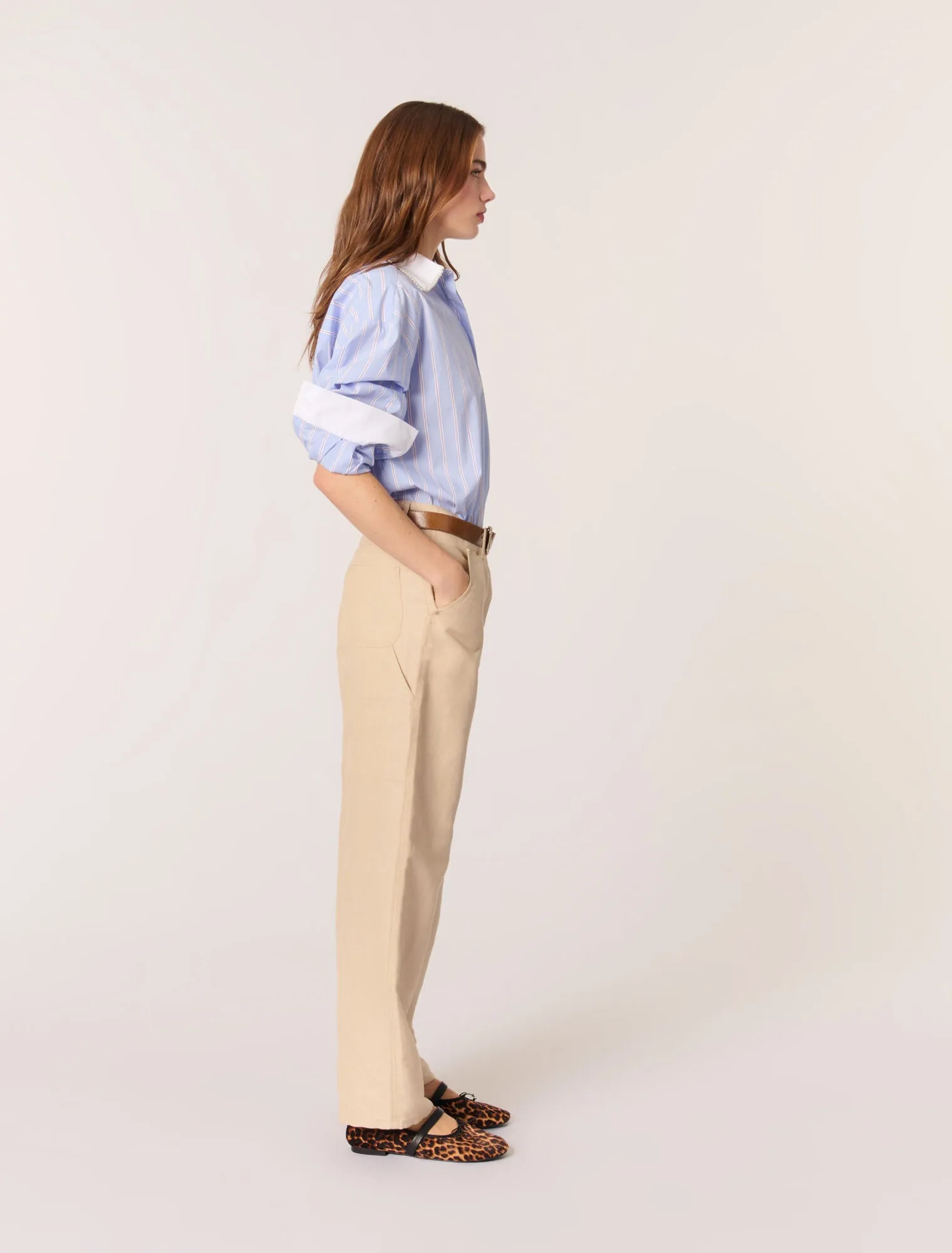 Linen and cotton suit trousers