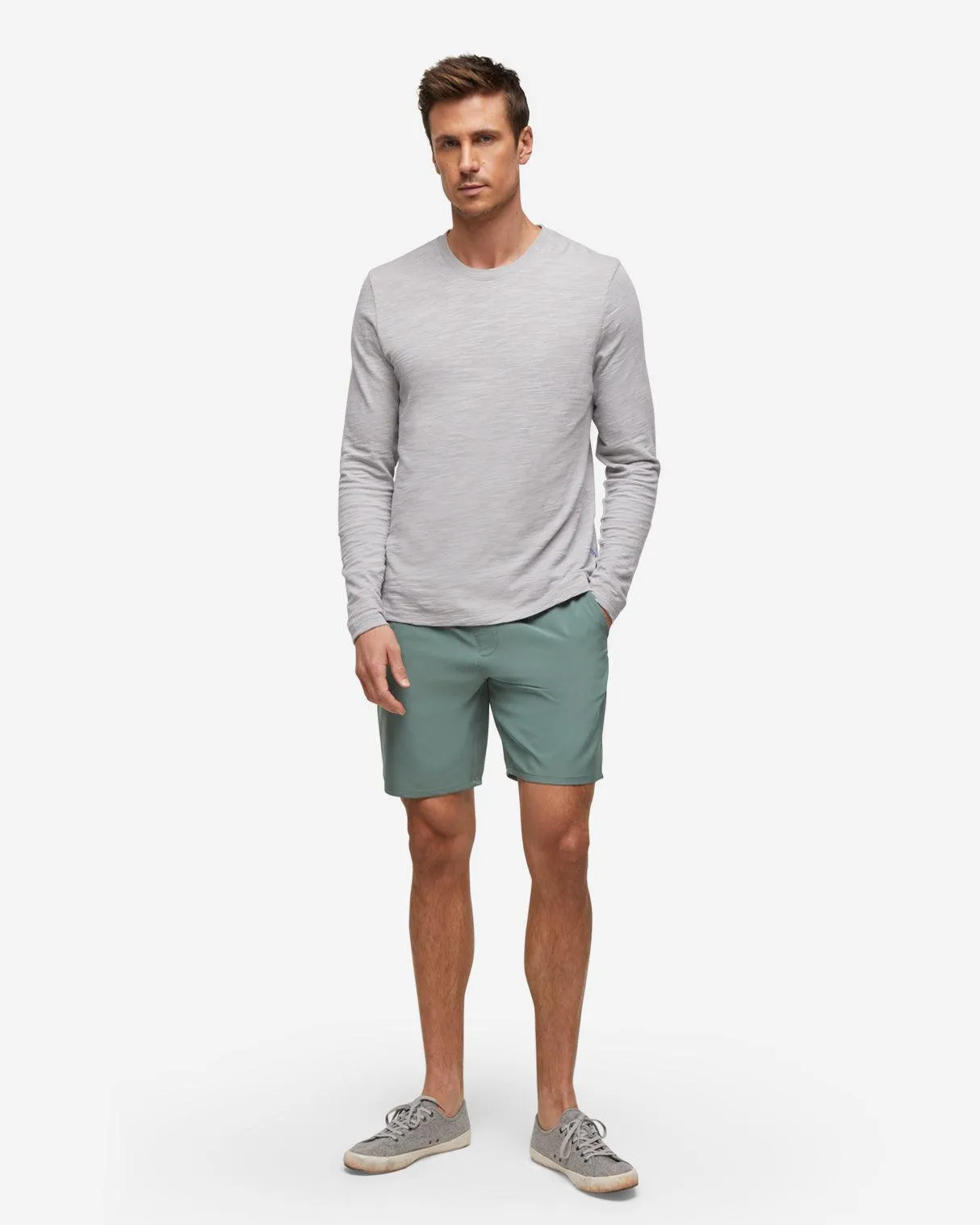 Long Sleeve Slub Crew Neck - Alloy Grey