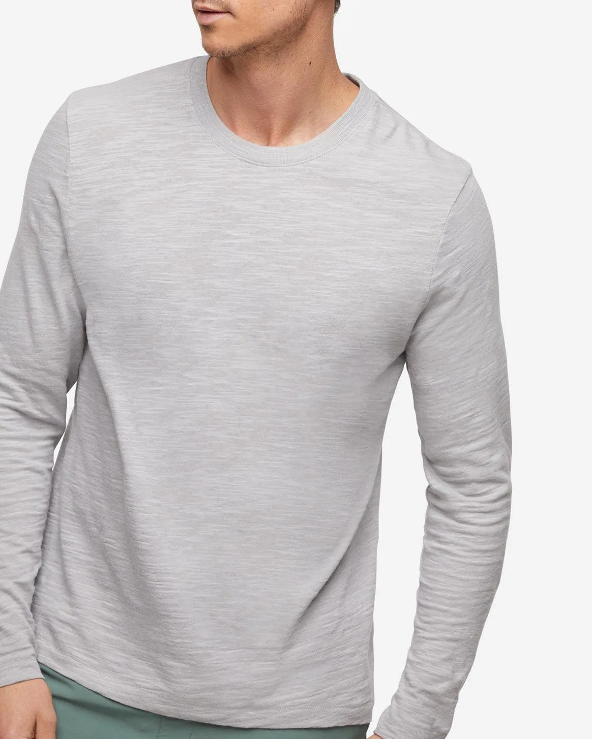 Long Sleeve Slub Crew Neck - Alloy Grey