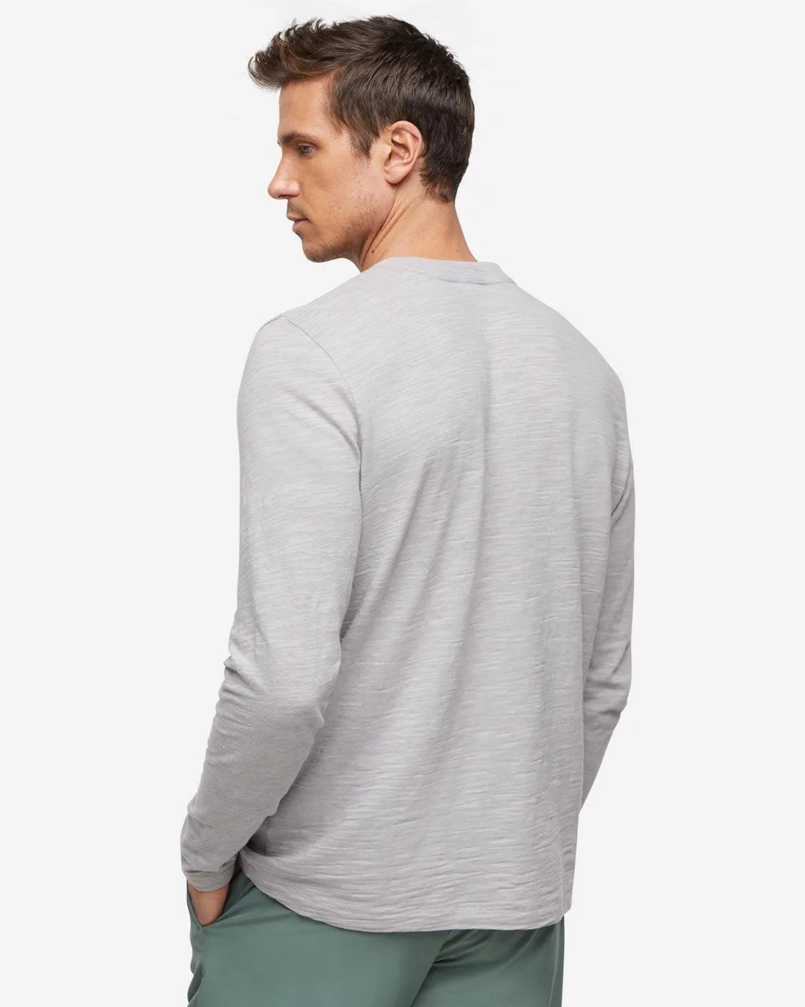 Long Sleeve Slub Crew Neck - Alloy Grey