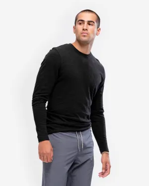Long Sleeve Slub Crew Neck - Black