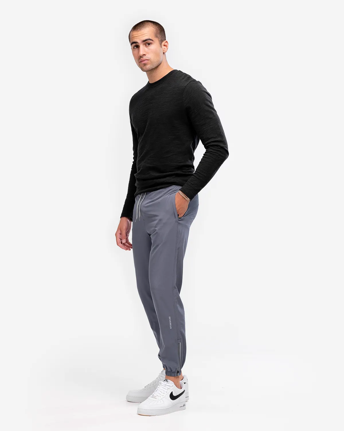 Long Sleeve Slub Crew Neck - Black