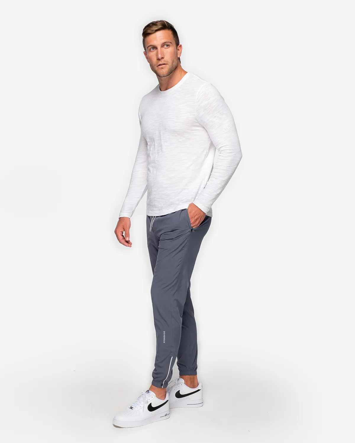 Long Sleeve Slub Crew Neck - White