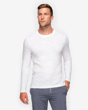 Long Sleeve Slub Crew Neck - White
