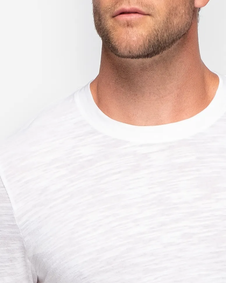 Long Sleeve Slub Crew Neck - White
