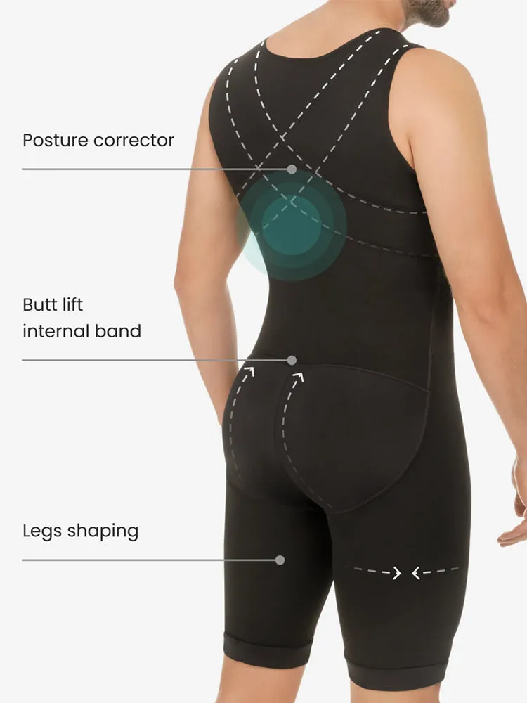Mens Abdomen Body Shaper Legs Control Bodysuit