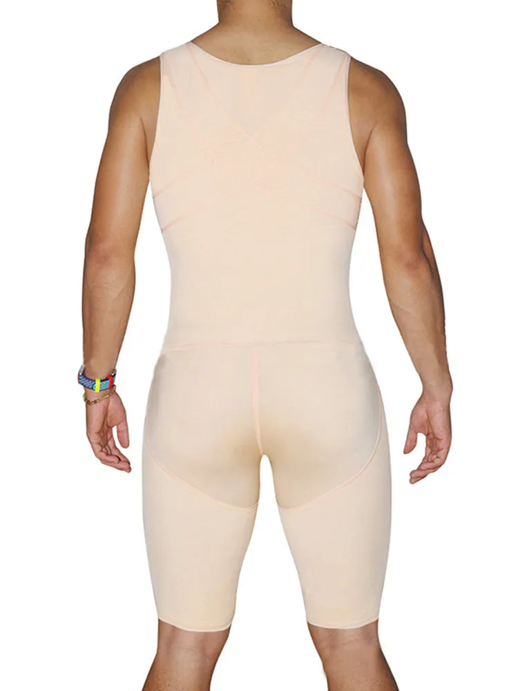 Mens Abdomen Body Shaper Legs Control Bodysuit