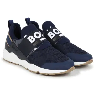 Navy Logo Band Trainers