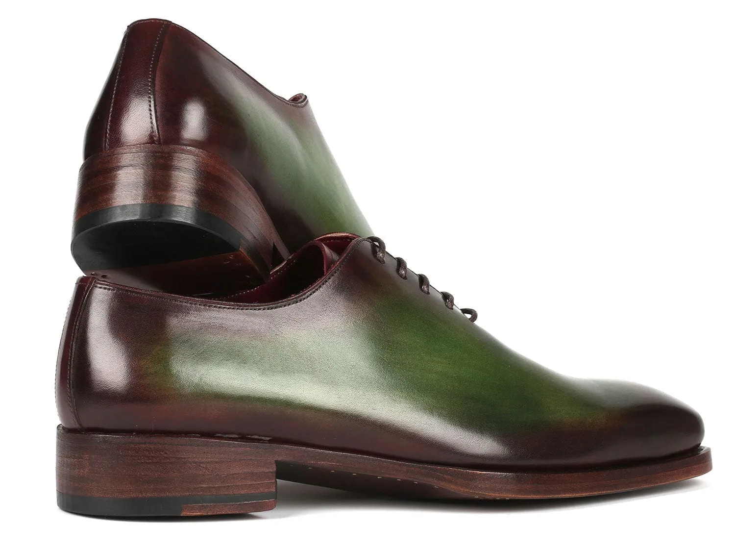 Paul Parkman Goodyear Welted Wholecut Oxfords Green & Bordeaux (ID#044GBD)