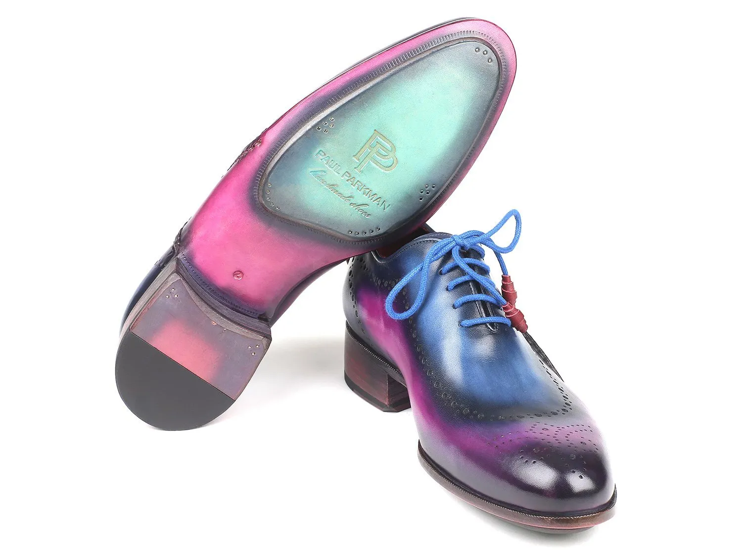 Paul Parkman Opanka Construction Blue & Purple Oxfords Shoes (ID#726-BLU-PUR)