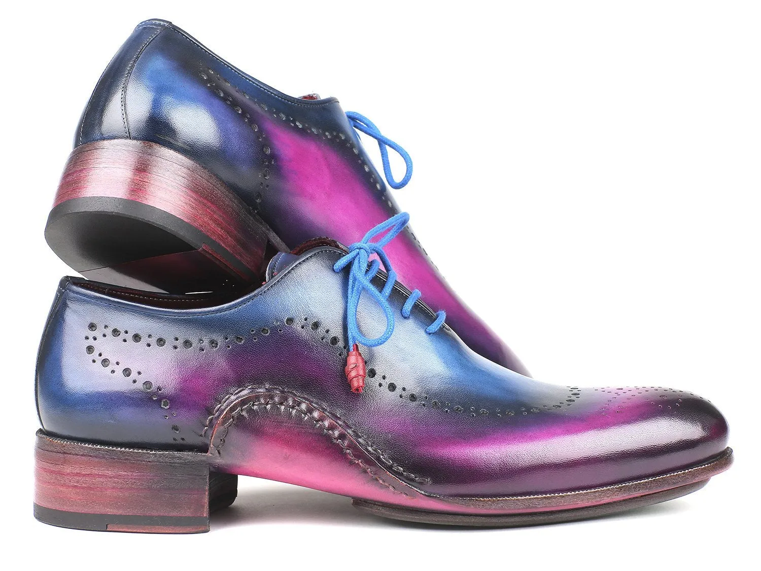 Paul Parkman Opanka Construction Blue & Purple Oxfords Shoes (ID#726-BLU-PUR)
